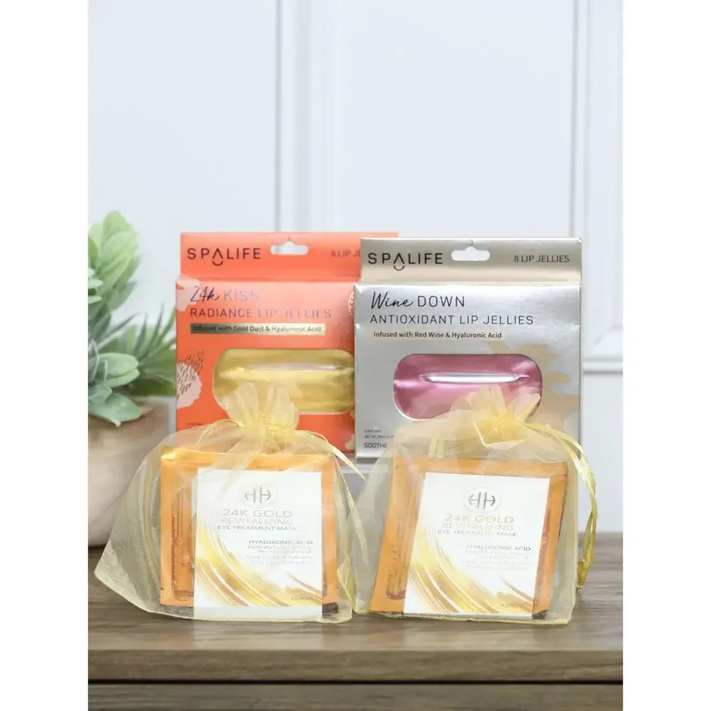 Lip & Eye Mask Bundle Gold Eye Patches Hyaluronic Lip Masks Self Care Spa Clean